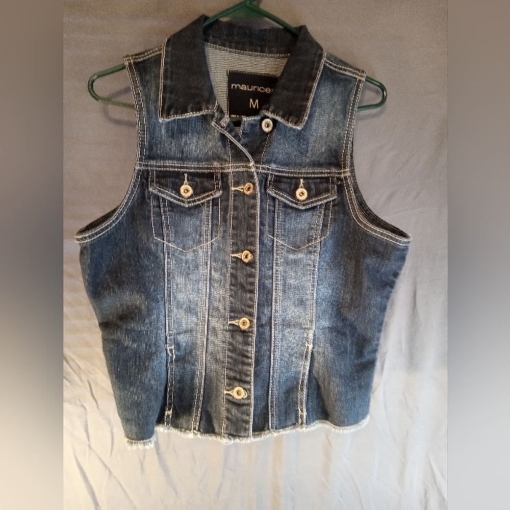 Maurices Blue Denim Sleeveless Vest